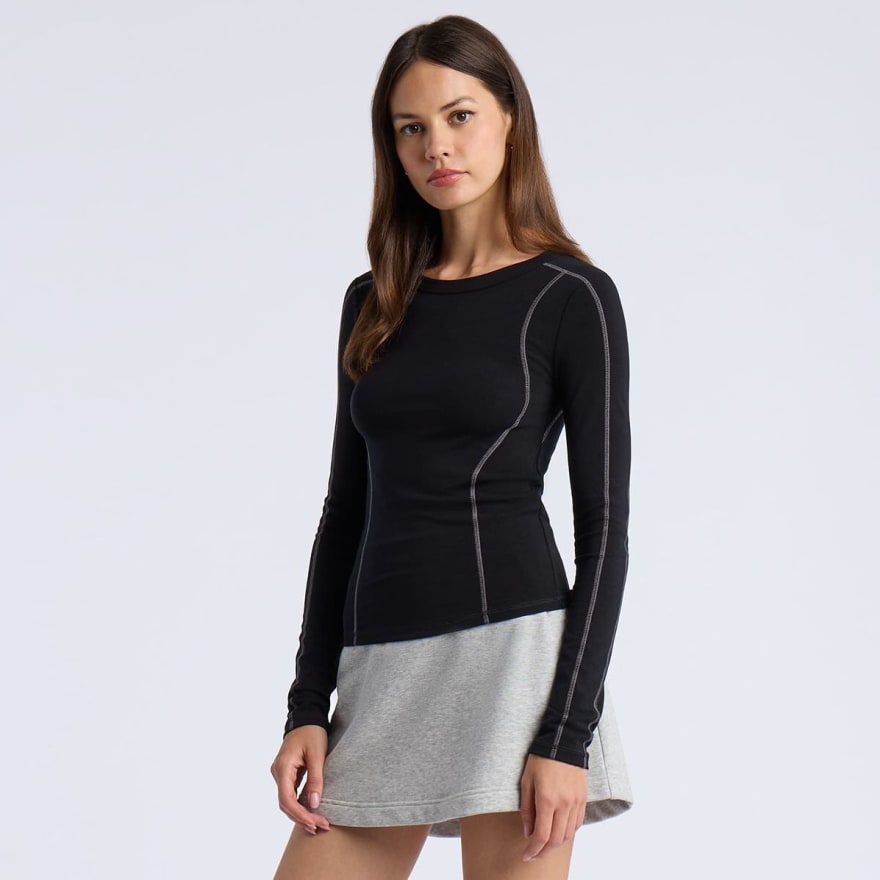 CONTOUR SOFT RIB LONG SLEEVE TEE in Onyx - Alternate Image 2