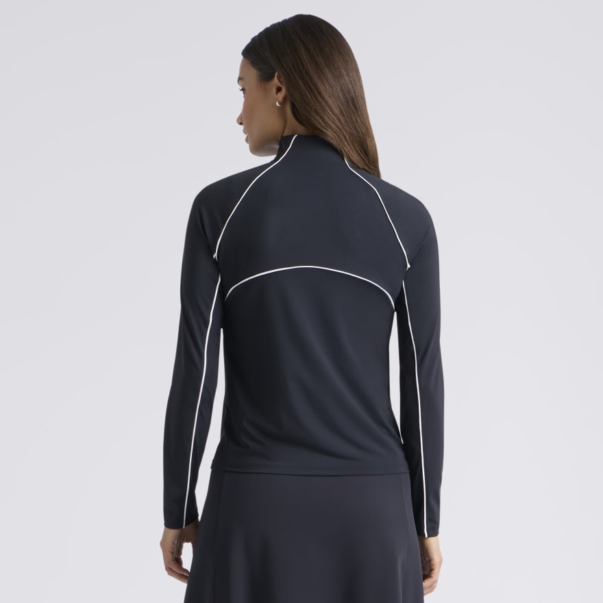 CONTRAST MESH SILKY TECH NYLON 1/4 ZIP PULLOVER in Onyx - Alternate Image 3