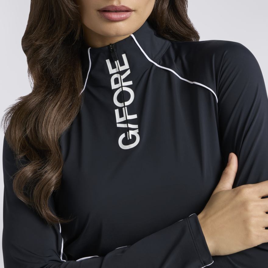 CONTRAST MESH SILKY TECH NYLON 1/4 ZIP PULLOVER in Onyx - Alternate Image 4