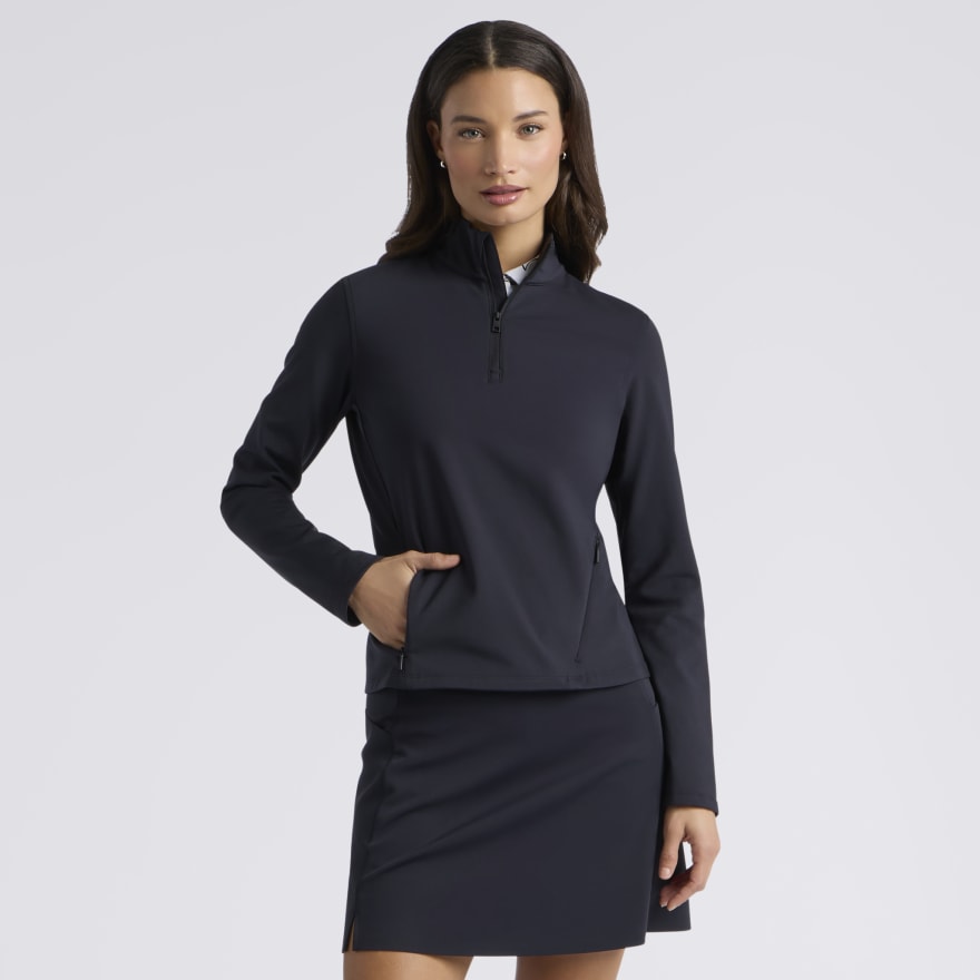 BRUSHED BACK STRETCH 1/4 ZIP PULLOVER in Onyx - Alternate Image 2
