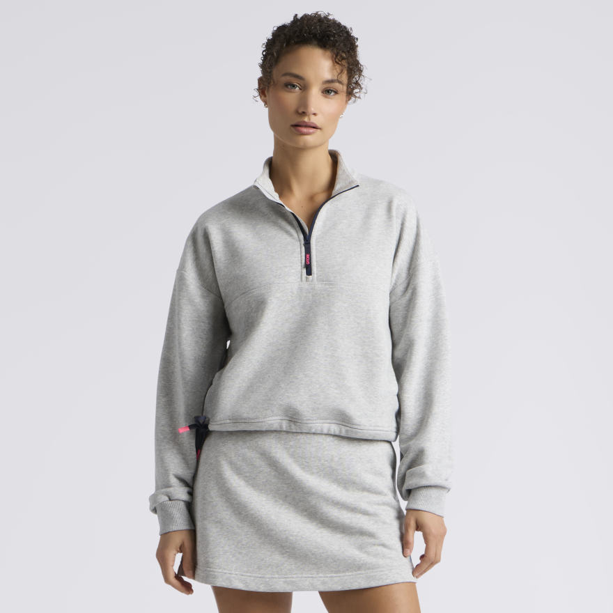 FRENCH TERRY 1/4 ZIP PULLOVER in NIMBUS MELANGE - Alternate Image 2