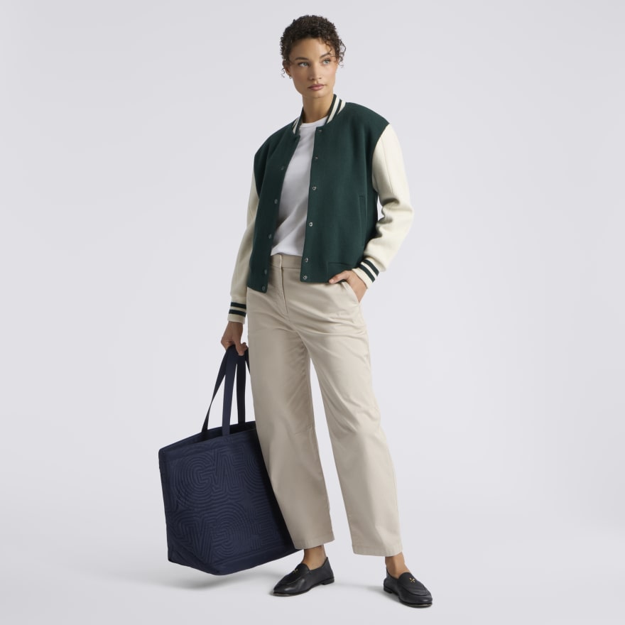 LTD RELEASE OVERSIZED WOOL CASHMERE VARSITY JACKET in Pine - Alternate Image 1