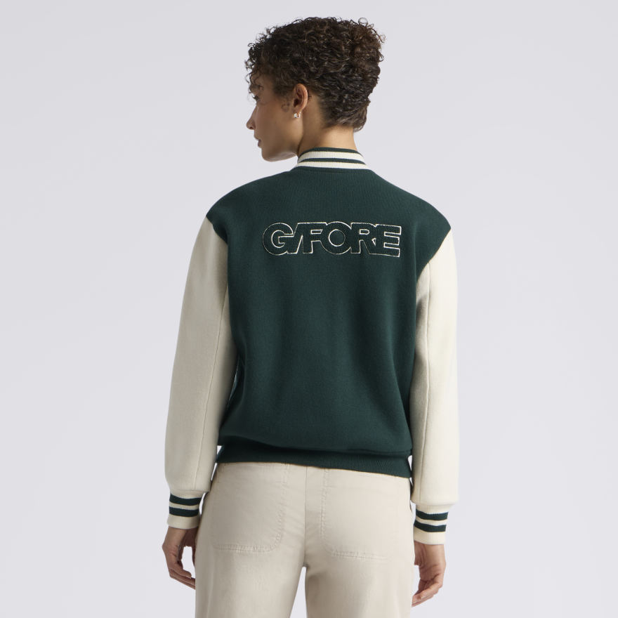 LTD RELEASE OVERSIZED WOOL CASHMERE VARSITY JACKET in Pine - Alternate Image 3