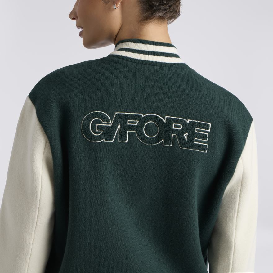 LTD RELEASE OVERSIZED WOOL CASHMERE VARSITY JACKET in Pine - Alternate Image 4