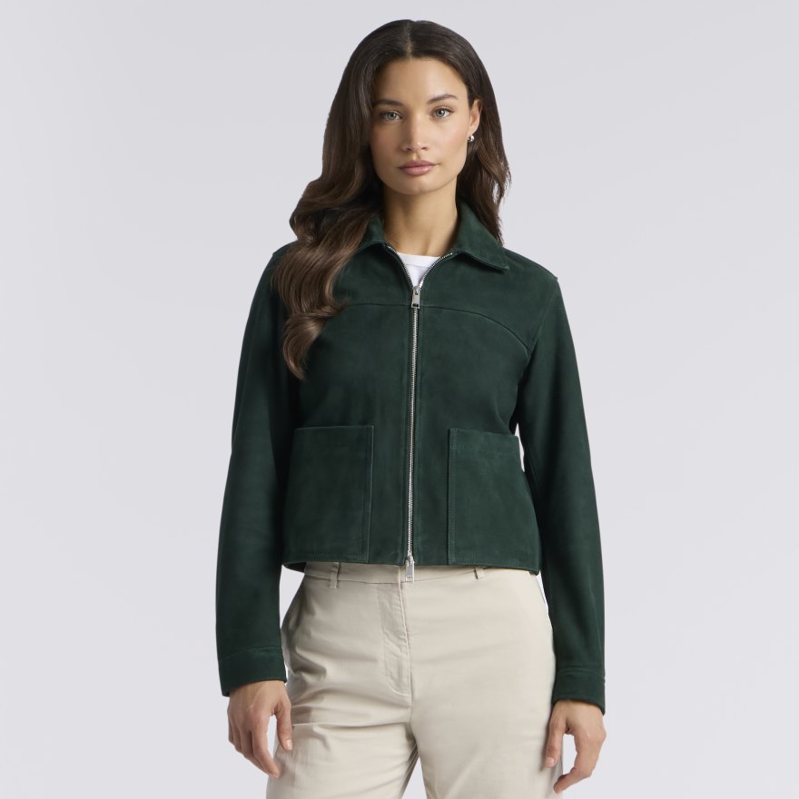 LTD RELEASE THE PERFECT SUEDE ZIP JACKET in Pine - Alternate Image 2