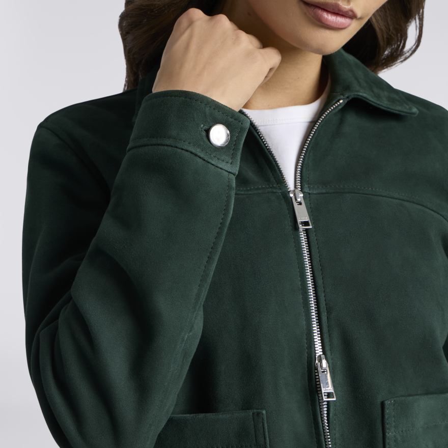 LTD RELEASE THE PERFECT SUEDE ZIP JACKET in Pine - Alternate Image 4