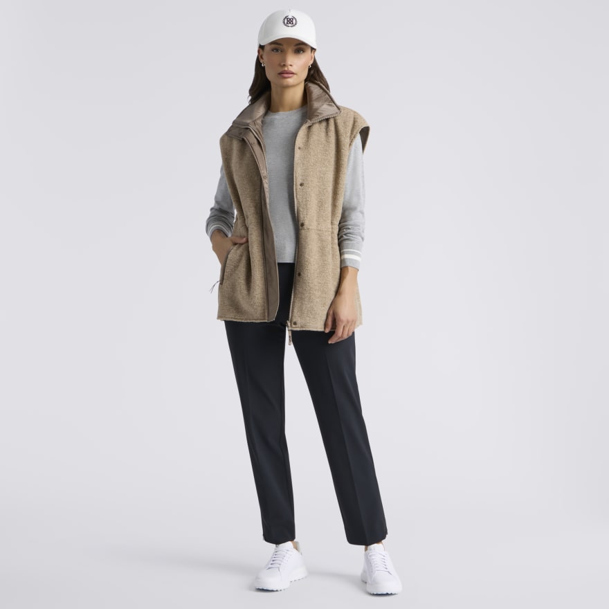REVERSIBLE FLEECE & NYLON HYBRID VEST in MOCHA MELANGE / MOCHA - Alternate Image 1