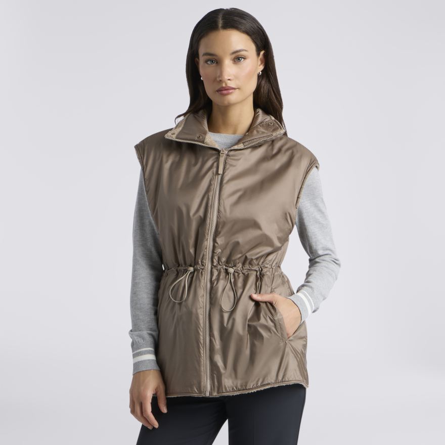 REVERSIBLE FLEECE & NYLON HYBRID VEST in MOCHA MELANGE / MOCHA - Alternate Image 5