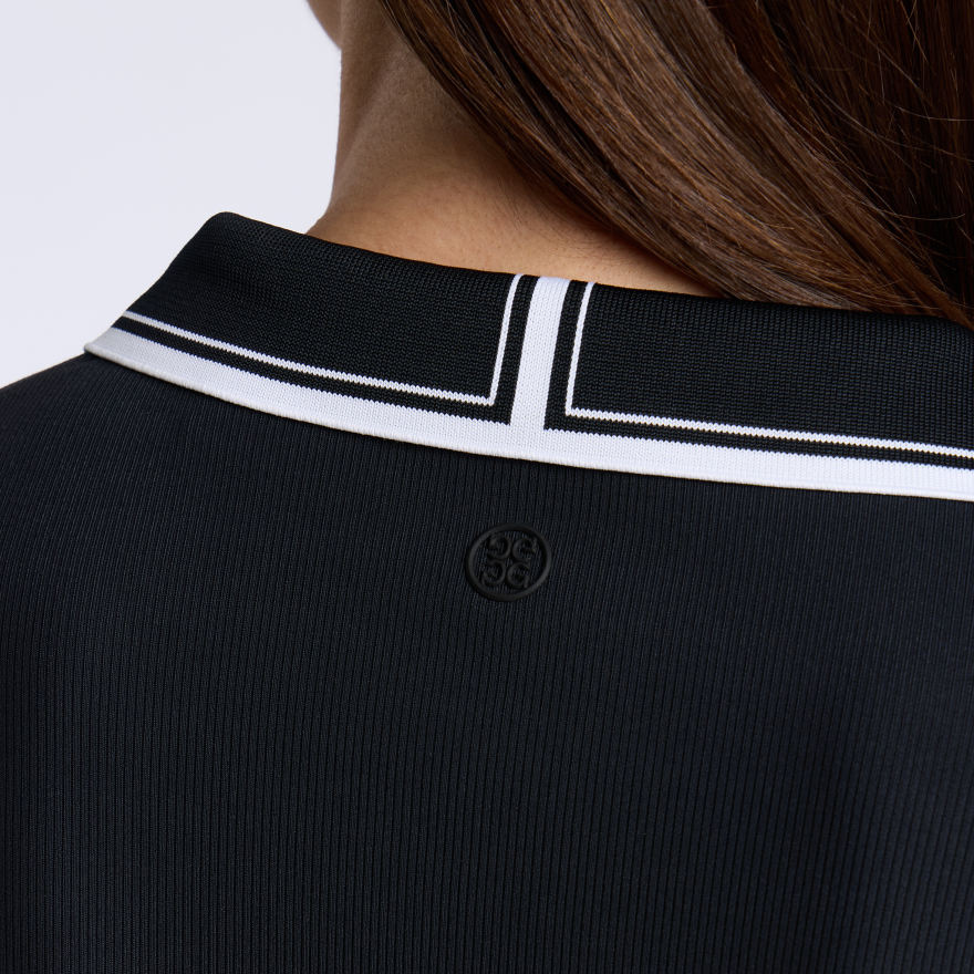 JOHNNY COLLAR NYLON RIB LONG SLEEVE POLO in Onyx - Alternate Image 4