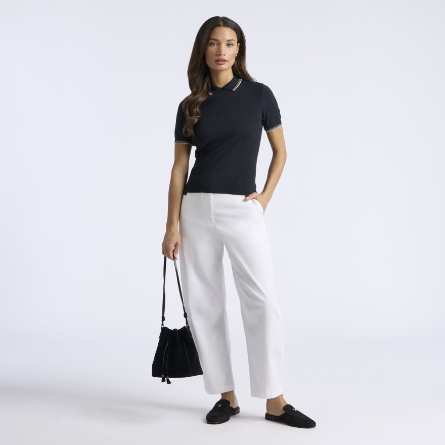 ELEVATED SHORT SLEEVE SWEATER POLO in Onyx - Alternate Image 1