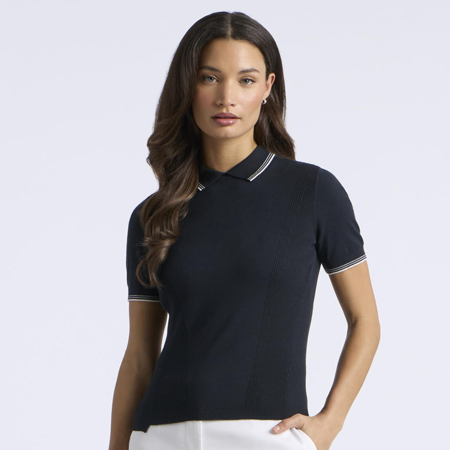 ELEVATED SHORT SLEEVE SWEATER POLO in Onyx - Alternate Image 2