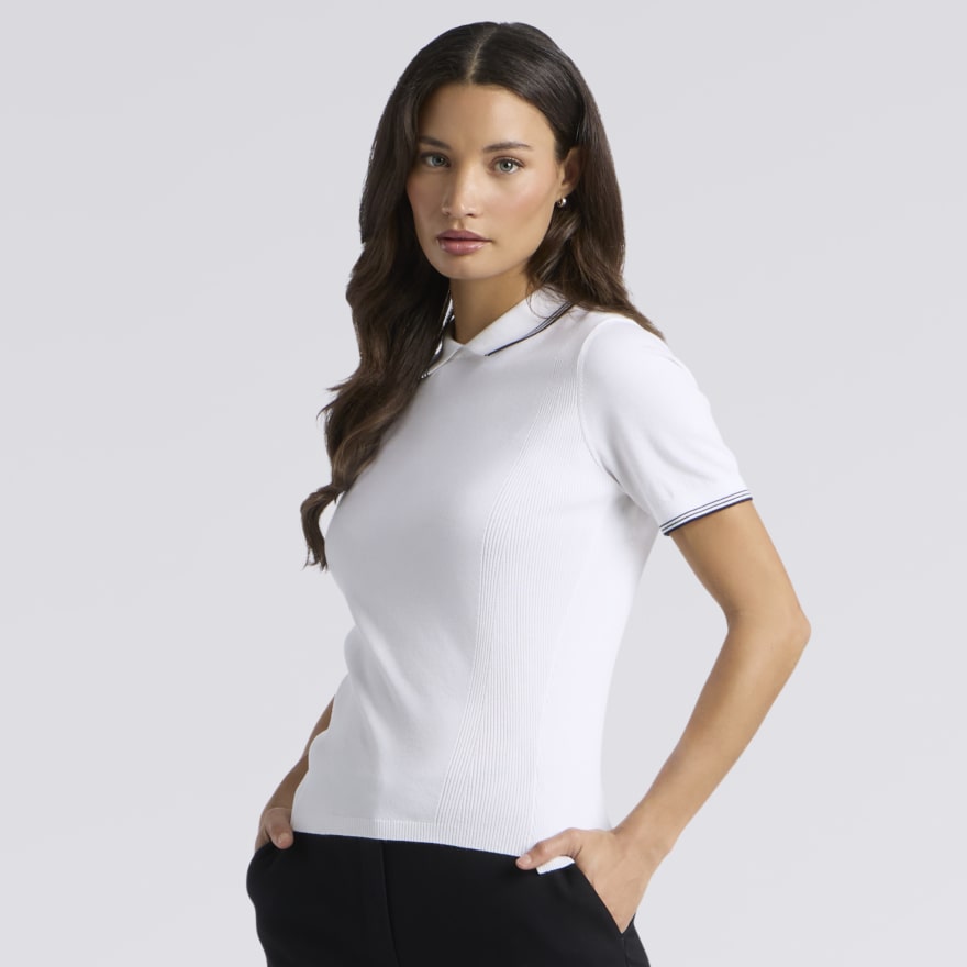 ELEVATED SHORT SLEEVE SWEATER POLO in Snow - Alternate Image 2