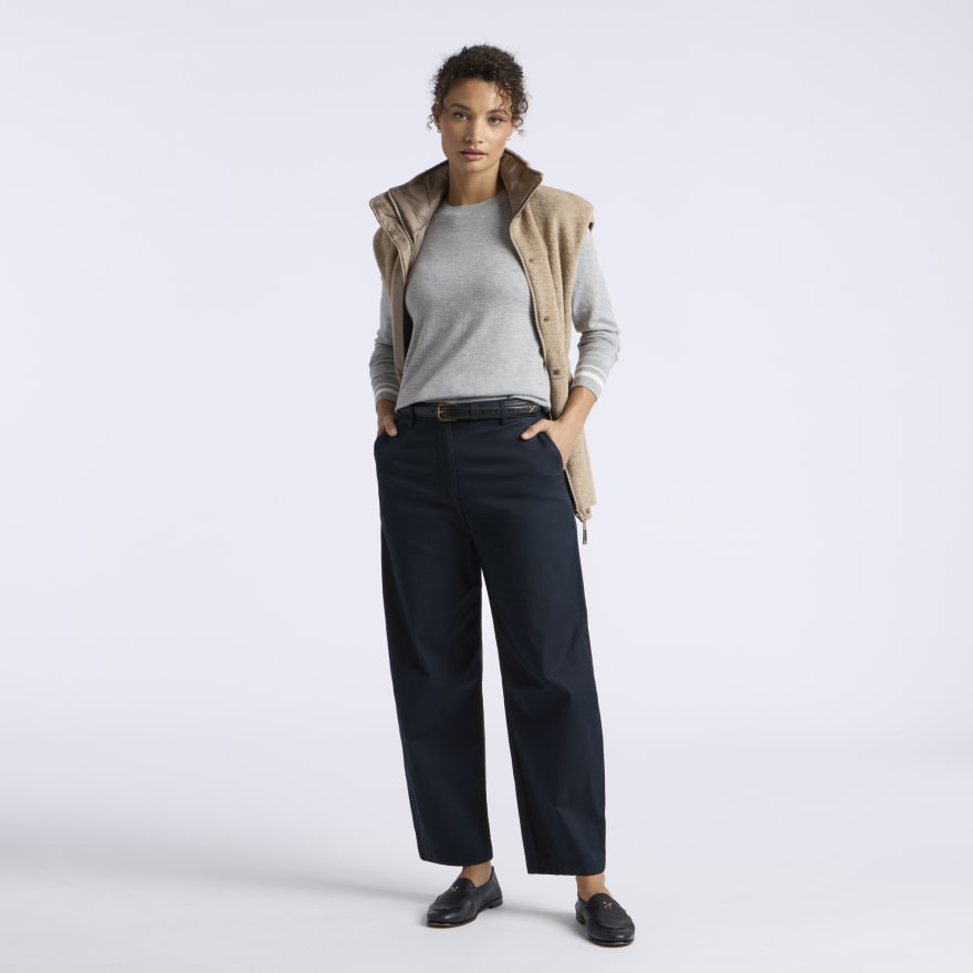 COOLING COTTON CREWNECK SWEATER in NIMBUS MELANGE - Alternate Image 1