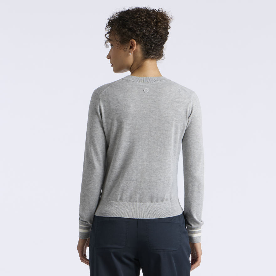 COOLING COTTON CREWNECK SWEATER in NIMBUS MELANGE - Alternate Image 3