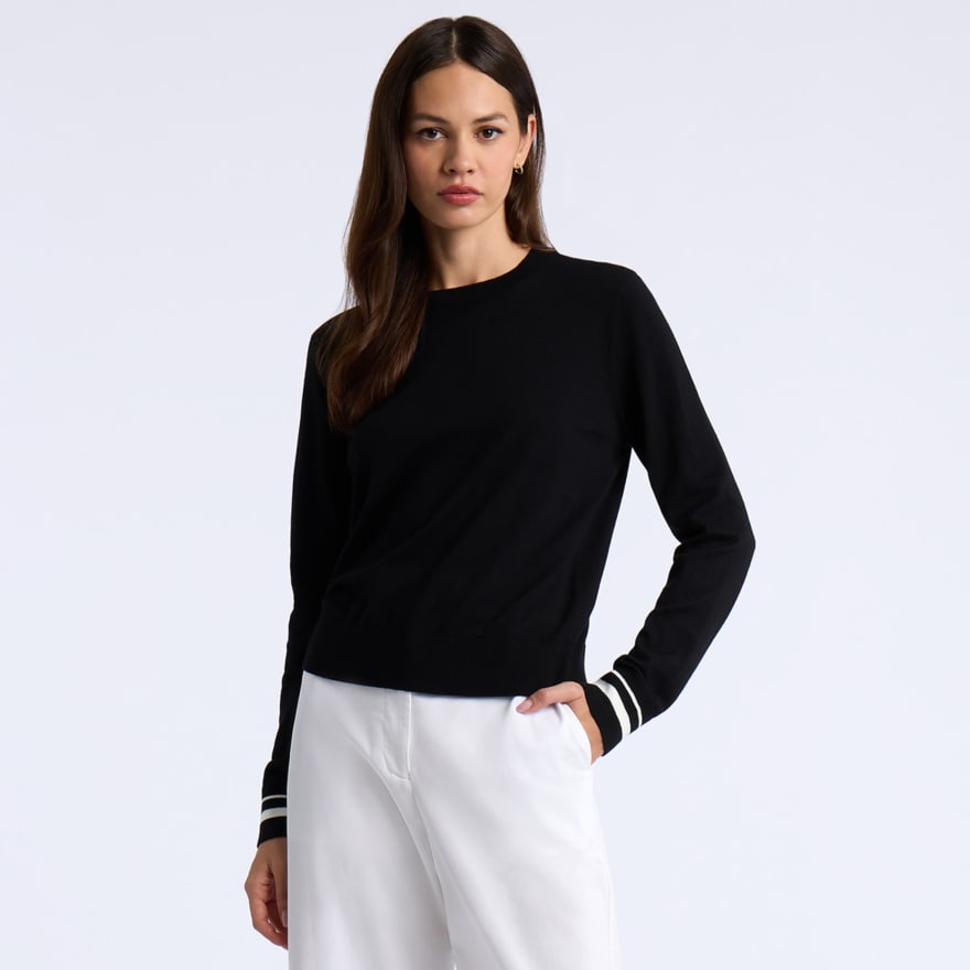 COOLING COTTON CREWNECK JUMPER in Onyx - Alternate Image 2