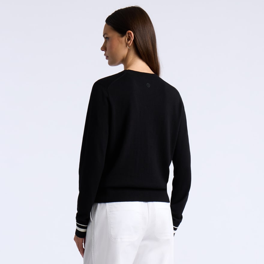 COOLING COTTON CREWNECK JUMPER in Onyx - Alternate Image 3