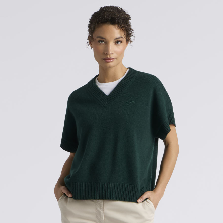 G SCRIBE OVERSIZED CASHMERE SLEEVELESS JUMPER in Pine - Alternate Image 2