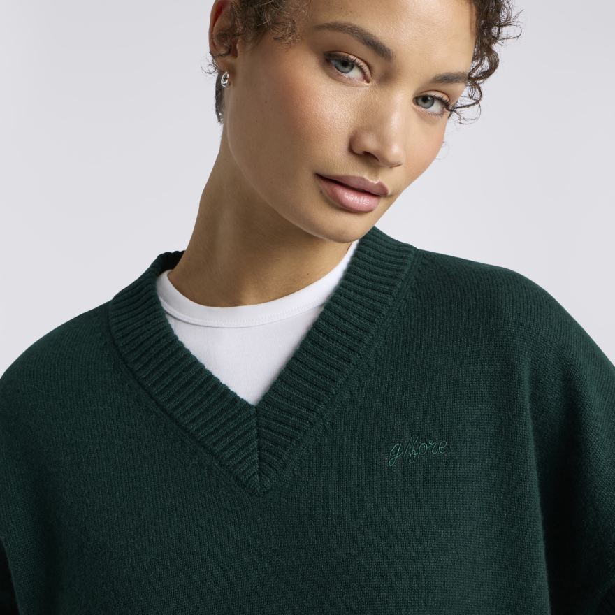 G SCRIBE OVERSIZED CASHMERE SLEEVELESS JUMPER in Pine - Alternate Image 4