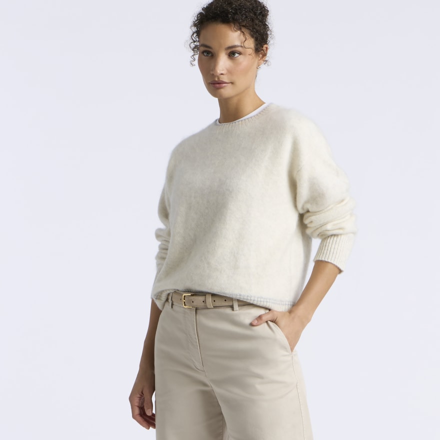 G WREATH BRUSHED CASHMERE JUMPER in CHALK WHITE / GREY MELANGE - Alternate Image 1