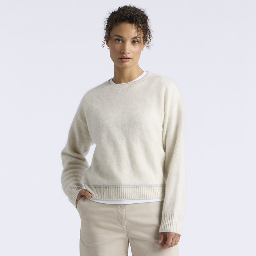G WREATH BRUSHED CASHMERE JUMPER in CHALK WHITE / GREY MELANGE - Alternate Image 2