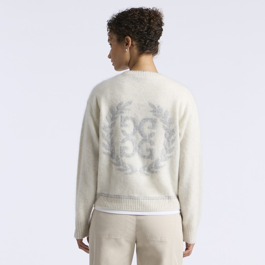 G WREATH BRUSHED CASHMERE JUMPER in CHALK WHITE / GREY MELANGE - Alternate Image 3