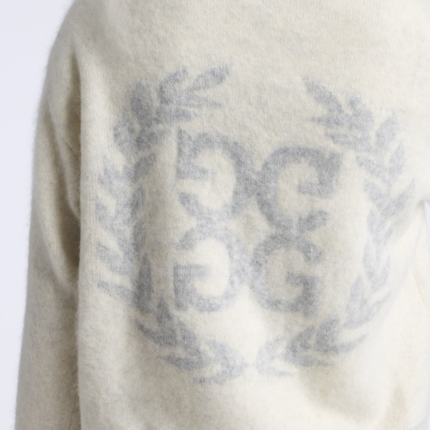 G WREATH BRUSHED CASHMERE JUMPER in CHALK WHITE / GREY MELANGE - Alternate Image 4