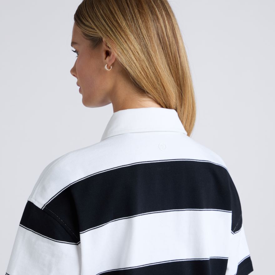 STRIPED IT BOXY RUGBY POLO in Snow / Onyx - Alternate Image 4