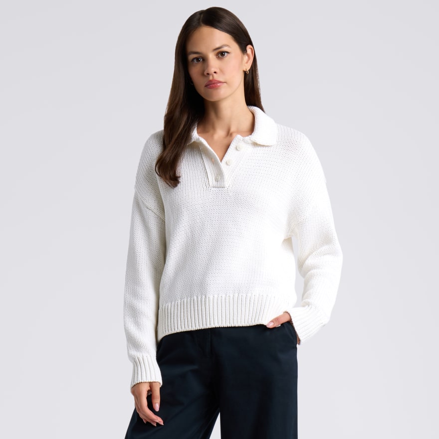 LTD RELEASE CAPE LONG SLEEVE POLO in CHALK WHITE - Alternate Image 2