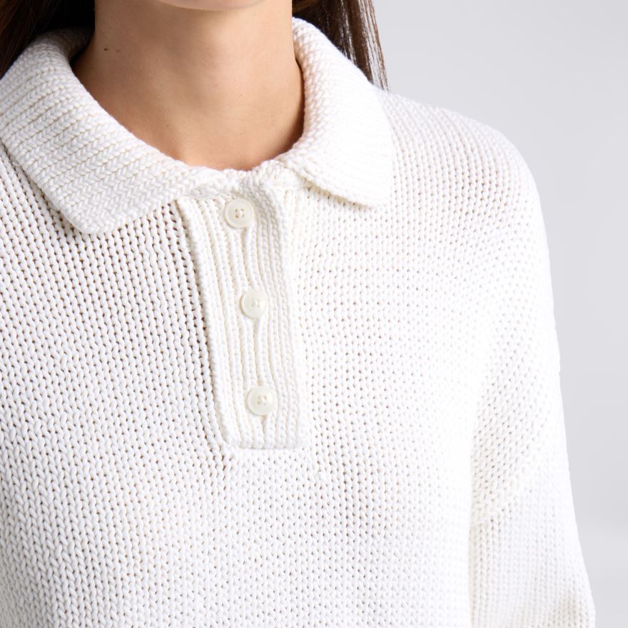 LTD RELEASE CAPE LONG SLEEVE POLO in CHALK WHITE - Alternate Image 4