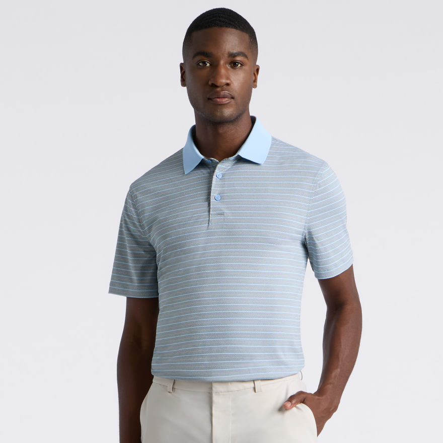 HERRINGBONE STRIPE TECH JERSEY POLO in PINE / BAJA - Alternate Image 2
