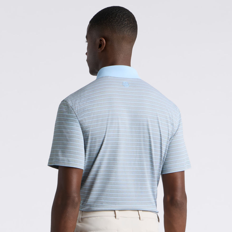 HERRINGBONE STRIPE TECH JERSEY POLO in PINE / BAJA - Alternate Image 3
