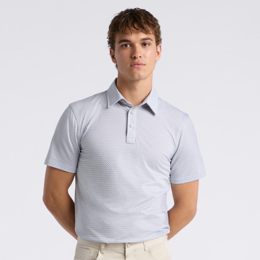 ALL PLAY SPADE GEO STRETCH KNIT POLO in NIMBUS / PINE - Alternate Image 2