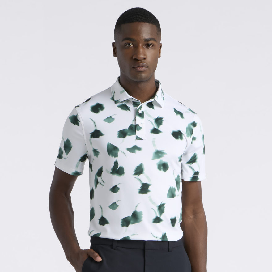 GHOST FLORAL TECH JERSEY POLO in PINE/SNOW - Alternate Image 2