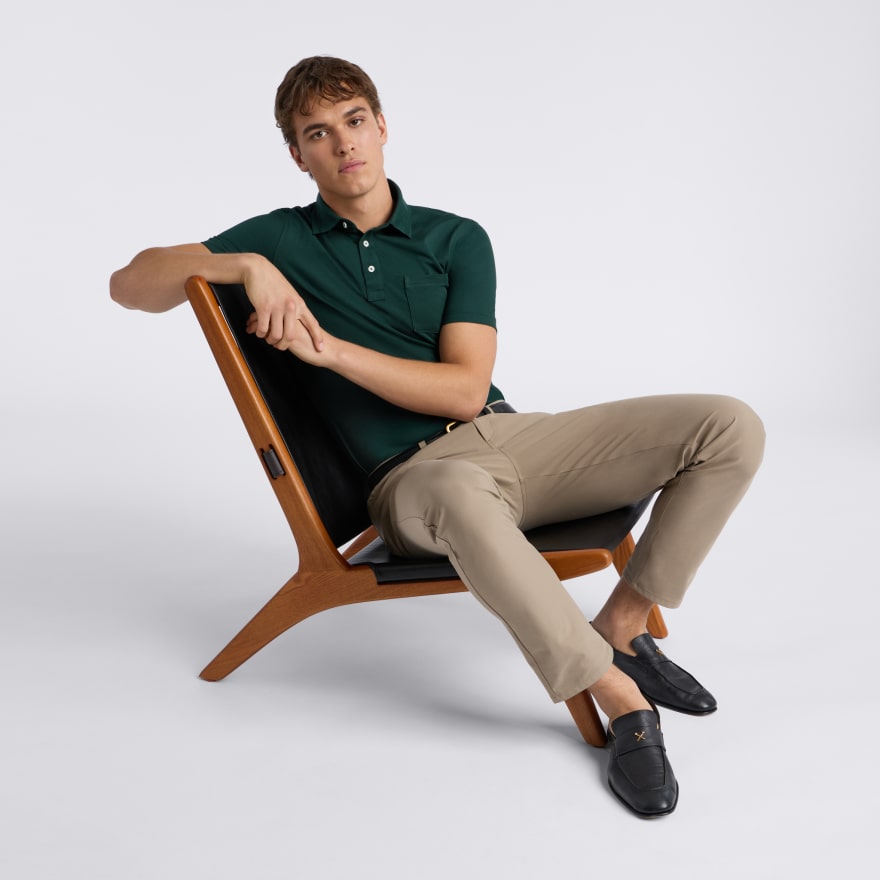 POCKET PIQU&Eacute; POLO in Pine - Alternate Image 1