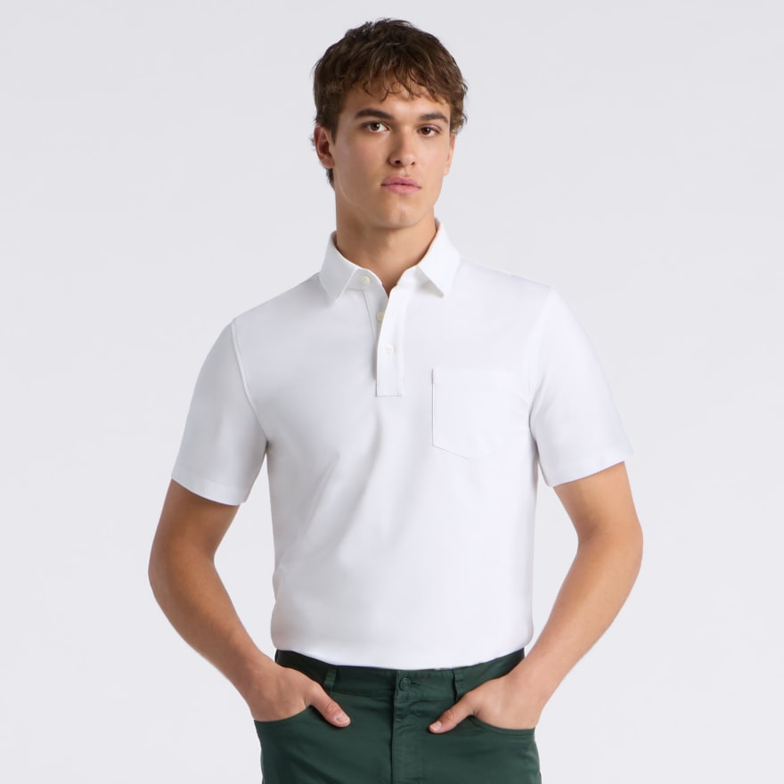 POCKET PIQU&Eacute; POLO in Snow - Alternate Image 2