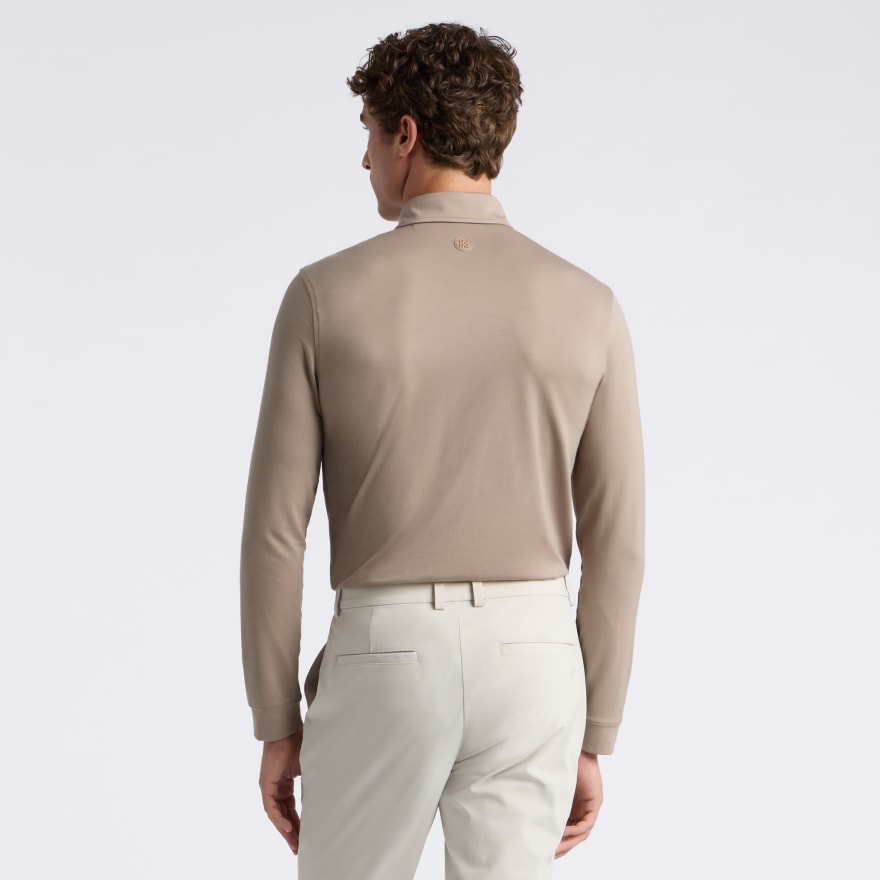 ALL PLAY STRETCH KNIT LONG SLEEVE POLO in Mocha - Alternate Image 3
