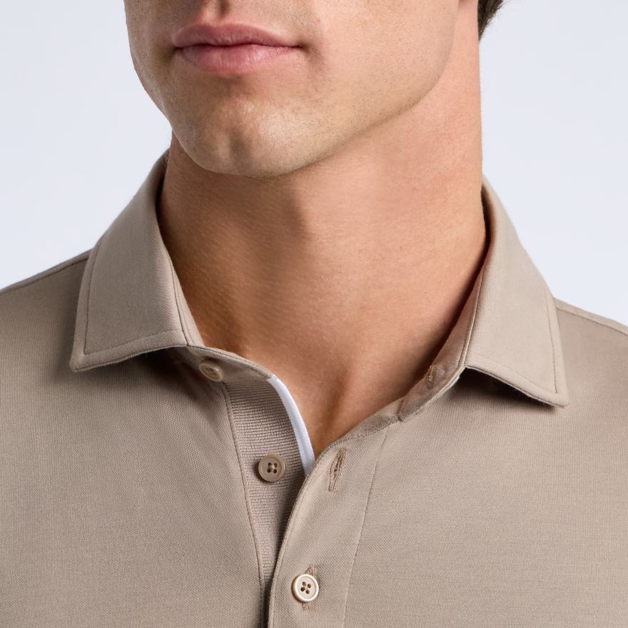 ALL PLAY STRETCH KNIT LONG SLEEVE POLO in Mocha - Alternate Image 4
