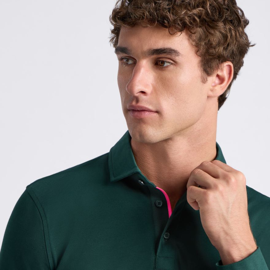 ALL PLAY STRETCH KNIT LONG SLEEVE POLO in Pine - Alternate Image 5