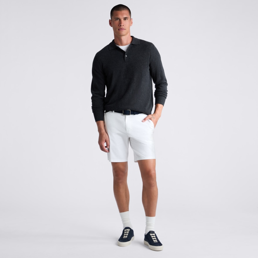 LTD RELEASE MONTAUK CASHMERE LONG SLEEVE POLO in CHARCOAL MELANGE - Alternate Image 1
