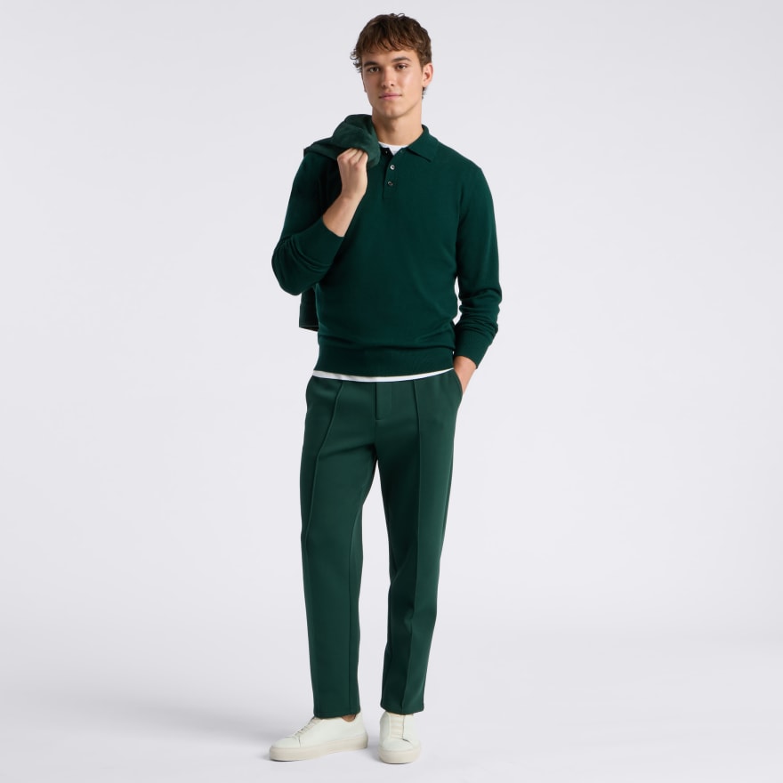 LTD RELEASE MONTAUK CASHMERE LONG SLEEVE POLO in Pine - Alternate Image 1