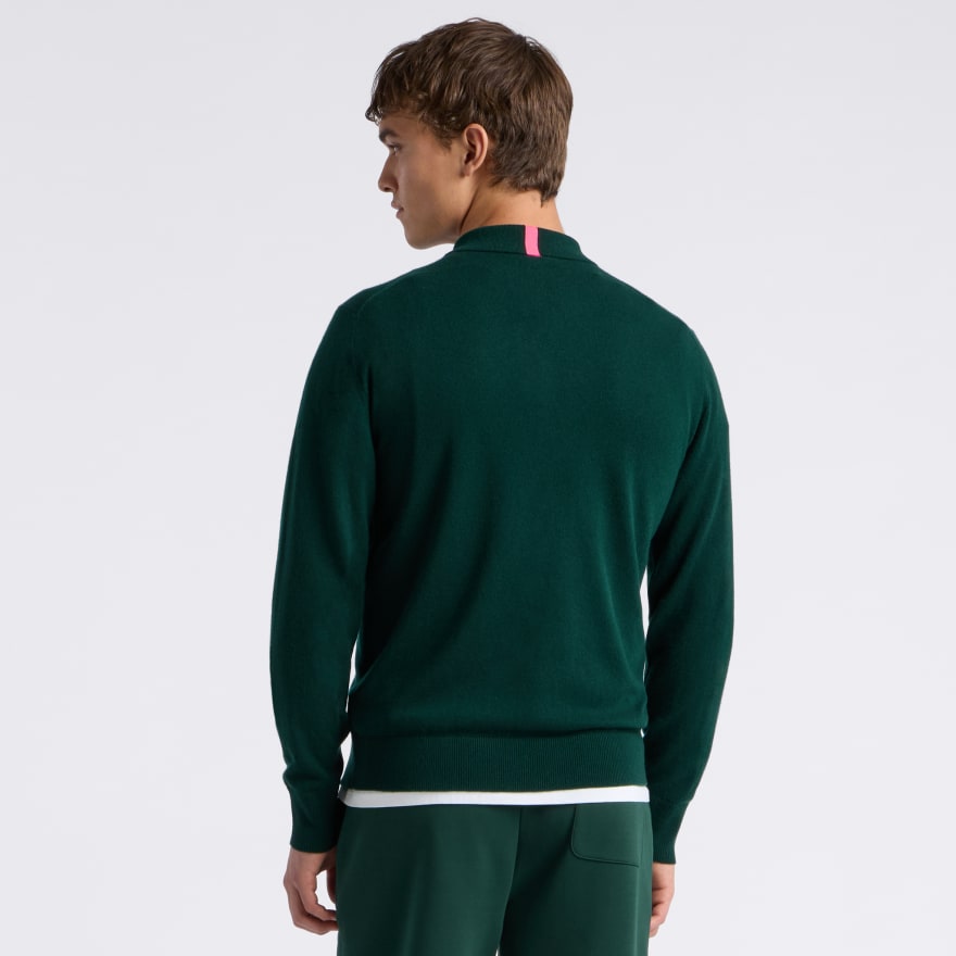 LTD RELEASE MONTAUK CASHMERE LONG SLEEVE POLO in Pine - Alternate Image 3