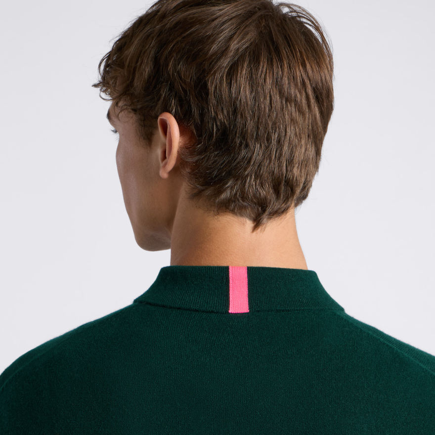 LTD RELEASE MONTAUK CASHMERE LONG SLEEVE POLO in Pine - Alternate Image 4