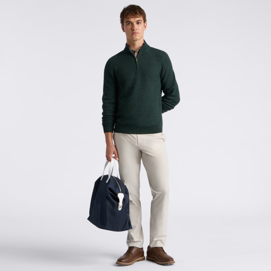 THE CLUB MERINO WOOL 1/4 ZIP SWEATER in Pine - Alternate Image 1