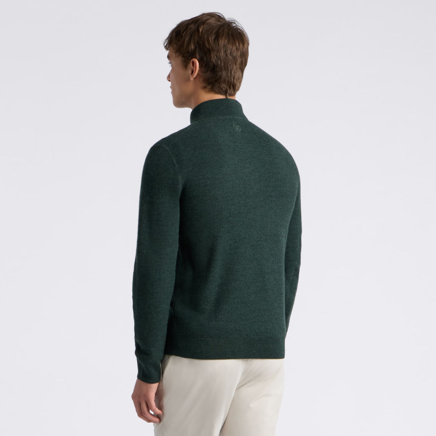 THE CLUB MERINO WOOL 1/4 ZIP SWEATER in Pine - Alternate Image 3