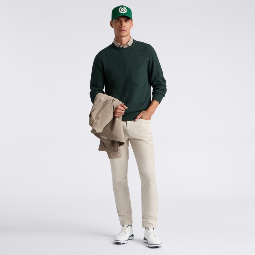 THE CLUB MERINO WOOL CREWNECK SWEATER in Pine - Alternate Image 1