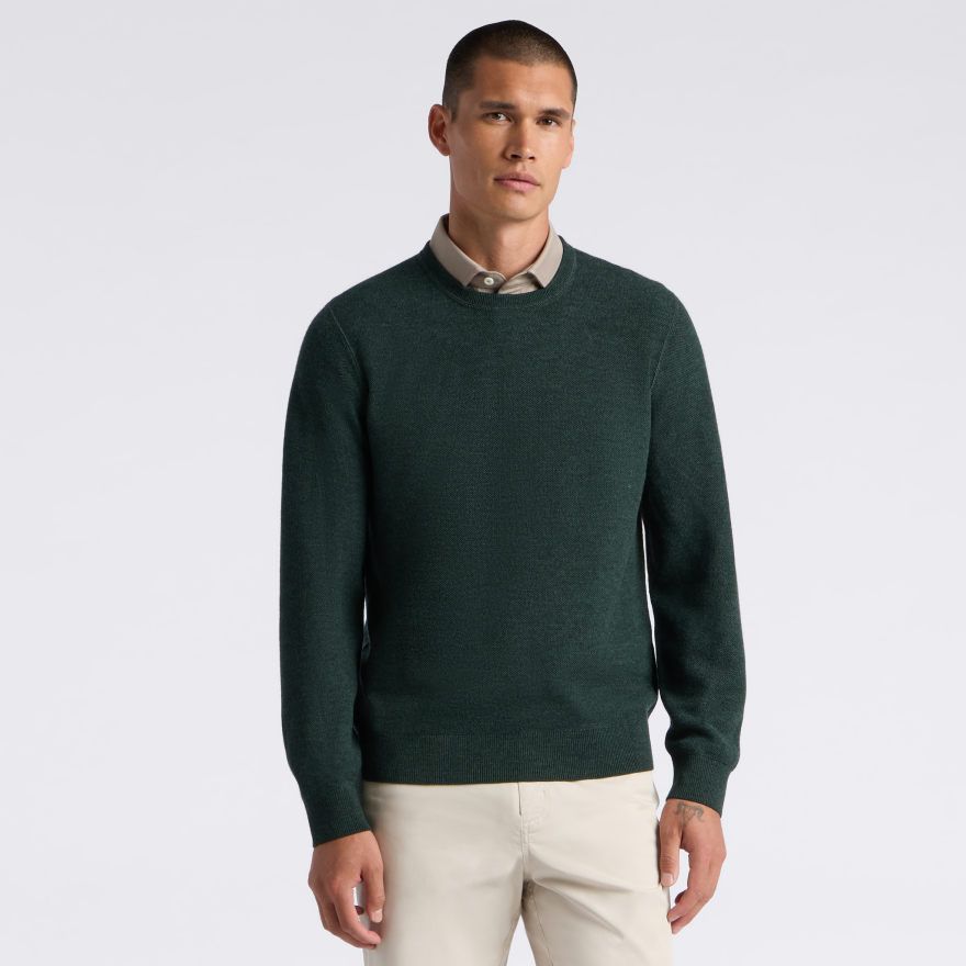 THE CLUB MERINO WOOL CREWNECK SWEATER in Pine - Alternate Image 2