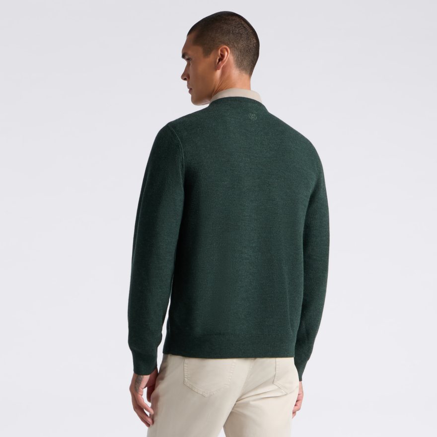 THE CLUB MERINO WOOL CREWNECK SWEATER in Pine - Alternate Image 3