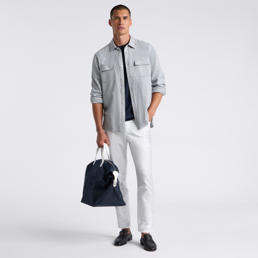 BRUSHED FLANNEL OVERSHIRT in NIMBUS MELANGE - Alternate Image 1