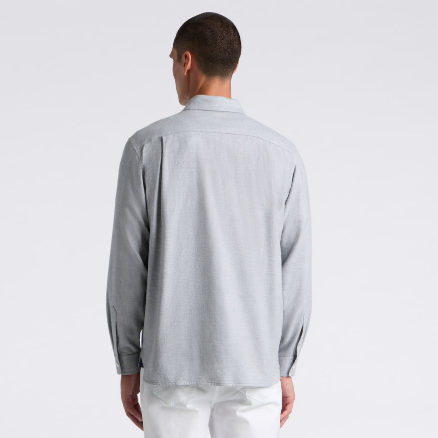 BRUSHED FLANNEL OVERSHIRT in NIMBUS MELANGE - Alternate Image 3