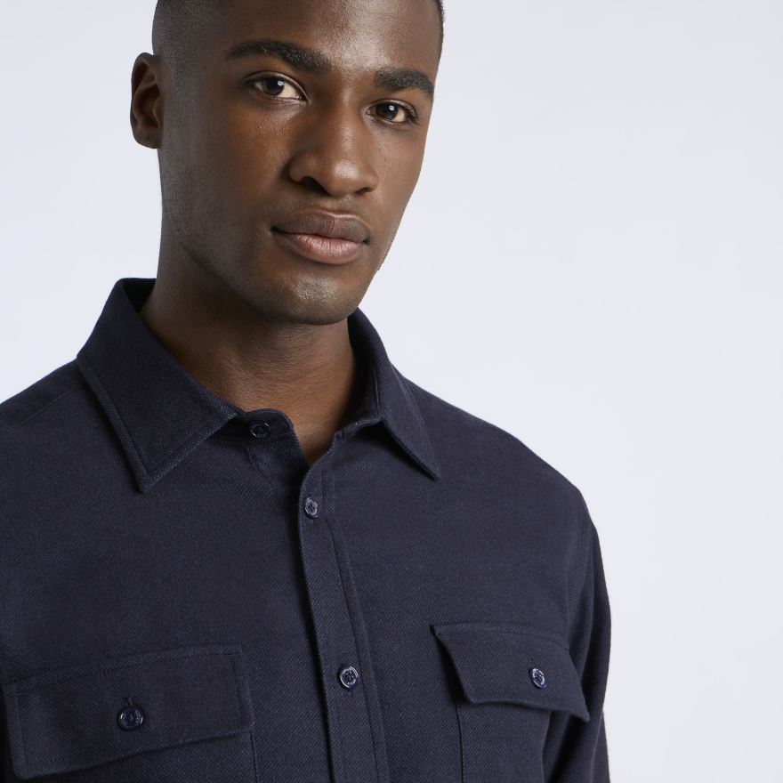 BRUSHED FLANNEL OVERSHIRT in Twilight - Alternate Image 4